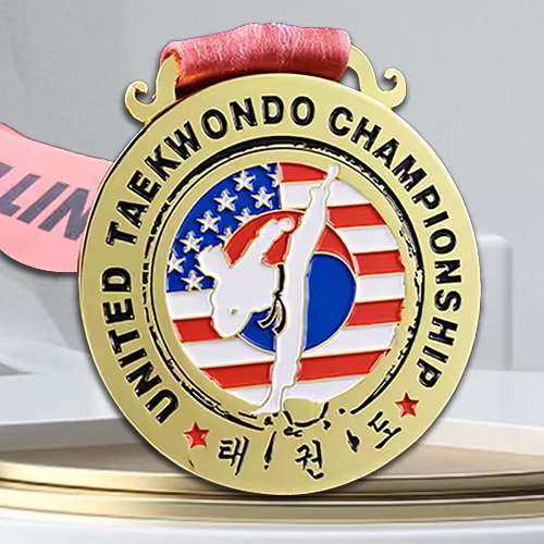 Custom Taekwondo Medals with Flag Patterns