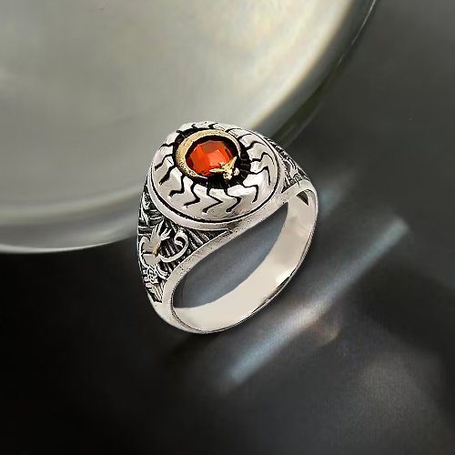 Turkish moon star men's ring