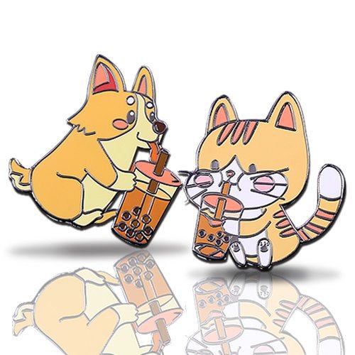 Bubble Tea Cute Animal Pin Series