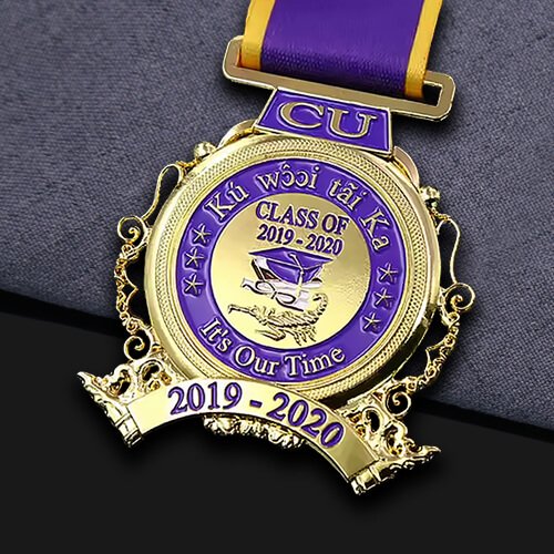 CU University Purple Graduation Medal