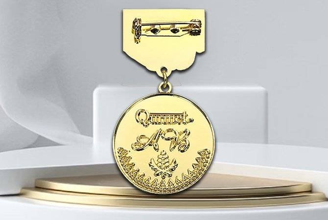 Custom Army Medal with Gold Concave Pattern - Back
