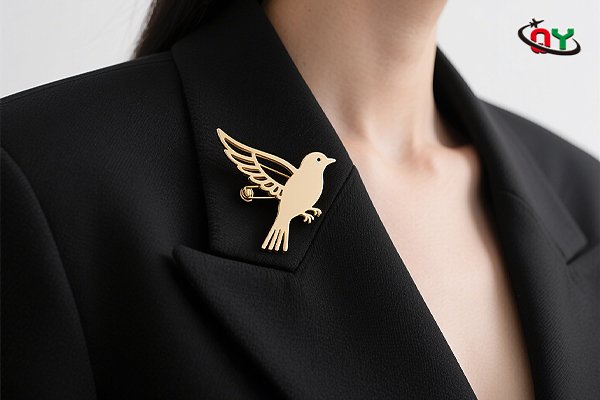 Custom Cut-out Golden Bird Pin