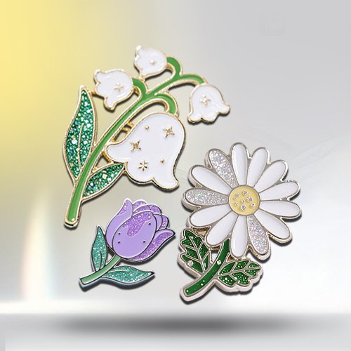 Custom Glitter Flower Pin