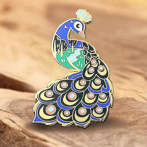 Custom Gold Peacock Pin