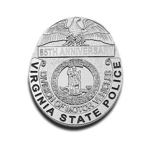 Custom Sliver Virginal State Police Pin