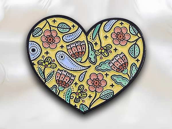 Custom Spring Flower Heart Shaped Pin