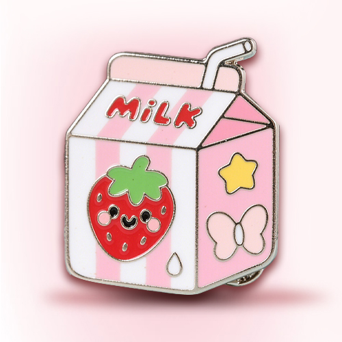 Pastel Strawberry Milk Carton Pin