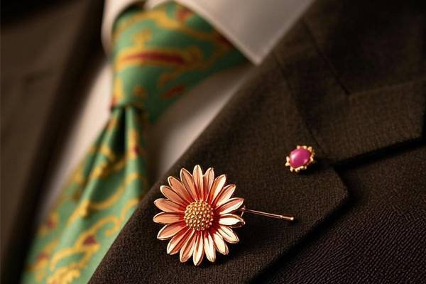 Pink sunflower pin accessory