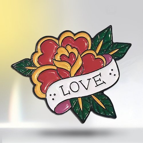 Tattoo Rose Love Art Flower Enamel Lapel Pin
