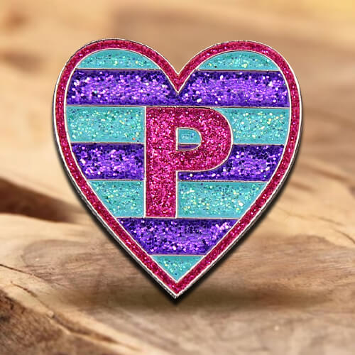 Custom Heart Glitter Pin