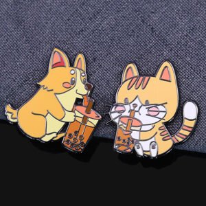 Bubble Tea Cute Animal Pin Series