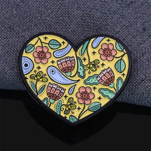 Custom Spring Flower Heart Shaped Pin