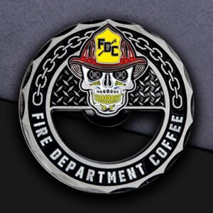 Fire Department Coffee Skull Bottle Opener Coin