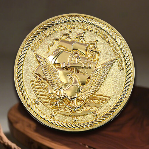 Golden Naval Emblem Challenge Coin