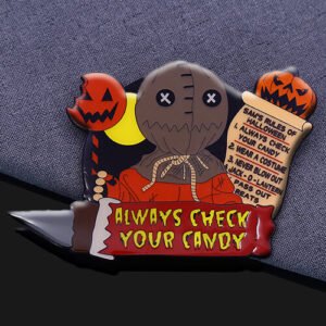 Halloween Warning Printed Pin