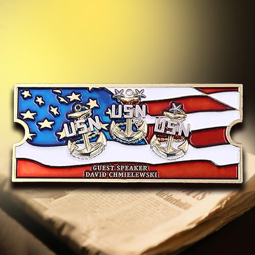 USN Flag & Anchors Navy Guest Speaker Coin