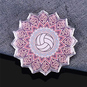 Vibrant Volleyball in Mandala Offset Printed Pin