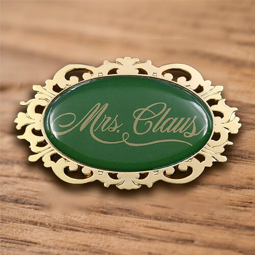 Vintage Printed Mrs. Claus Pin