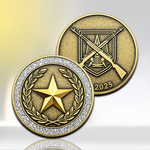 Army Glitter Star & Crossed Rifles Challenge Coin