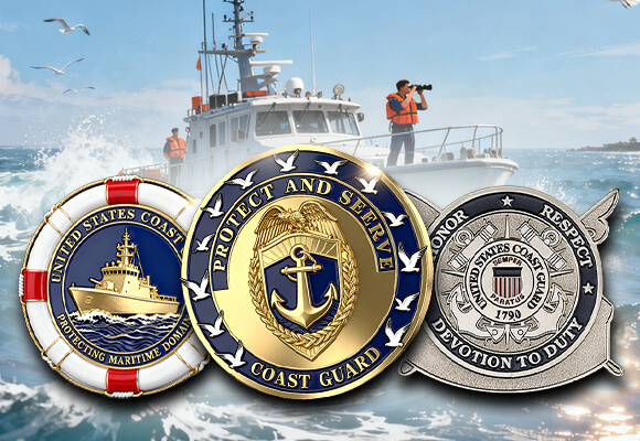 Coast Guard Challenge Coins _ Honor · Duty · Pride