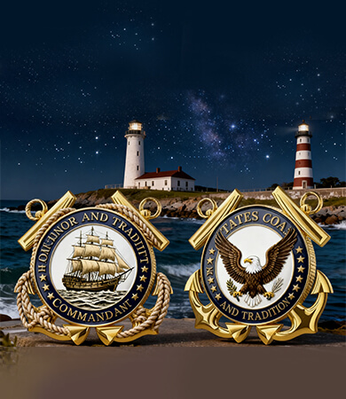 Gold Anchor-Emblem Challenge Coin
