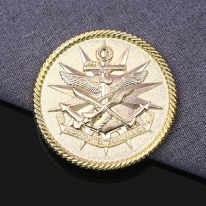 Gold Royal Navy Emblem Challenge Coin