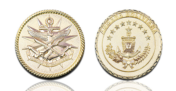 Gold Royal Navy Emblem Challenge Coins