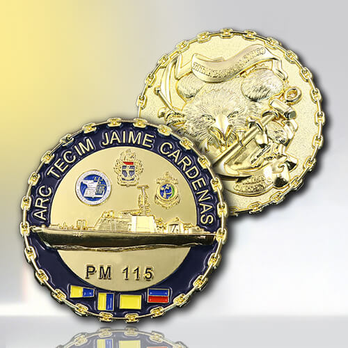 Navy Eagle & Ship 3D Challenge Coin