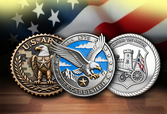 Pride, Allegiance, and Honor Custom Army Challenge Coins by Qiyigifts