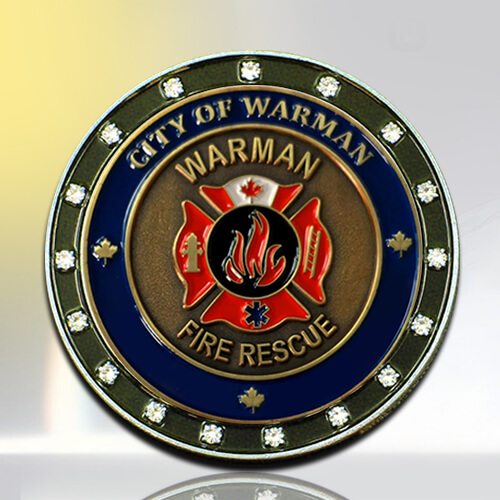 Rhinestone Firefighter Challenge Coin