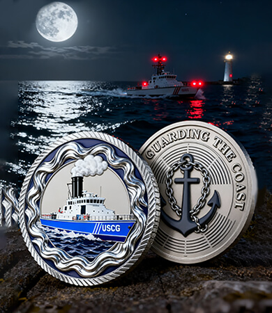 Silver Wave & Anchor Challenge Coin