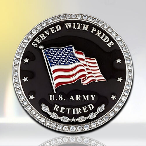 U.S. Army Retired Rhinestone Challenge Coin