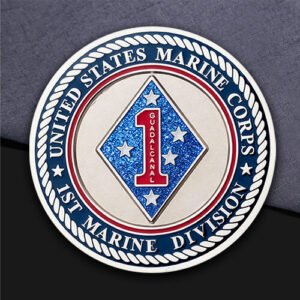 USMC 1st Marine Division Glitter Challenge Coin