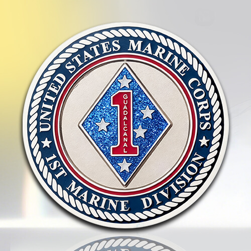 USMC 1st Marine Division Glitter Challenge Coin