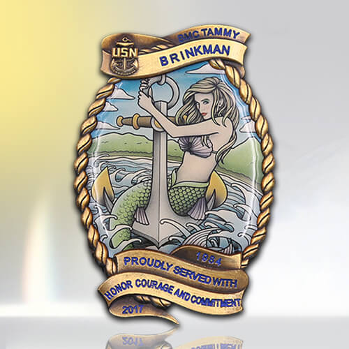 USN Mermaid Epoxy Challenge Coin