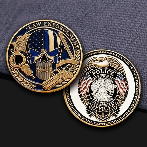 Law Enforcement Skull & Badge Challenge Coin