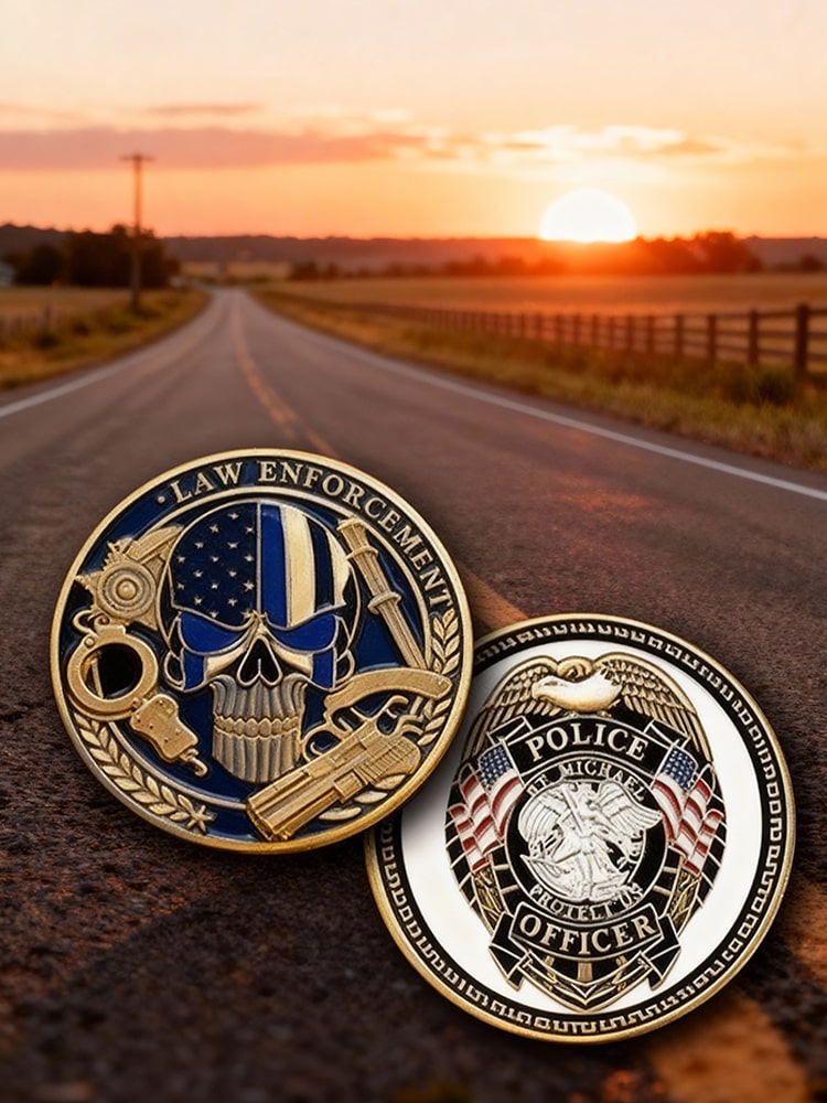 Law Enforcement Skull & Badge Challenge Coin