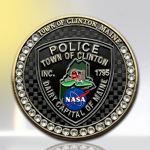 Maine Police NASA Rhinestone Challenge Coin