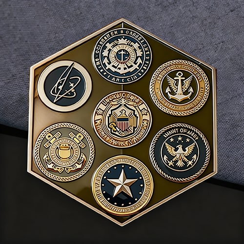 US Multi-Branch Military Hexagonal Challenge Coin
