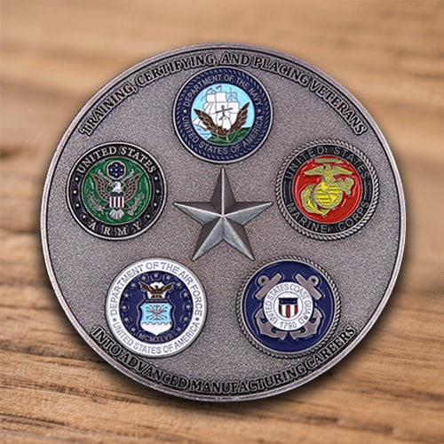 Workshops for Warriors US Military Branches Challenge Coin-back