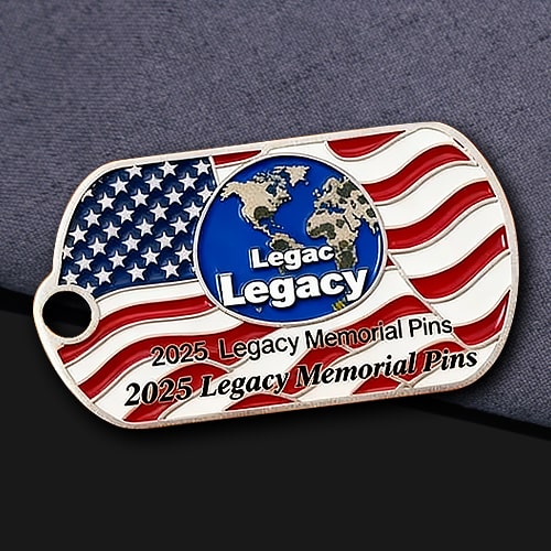 2025 Legacy Memorial US Flag Dog Tag Military Pin