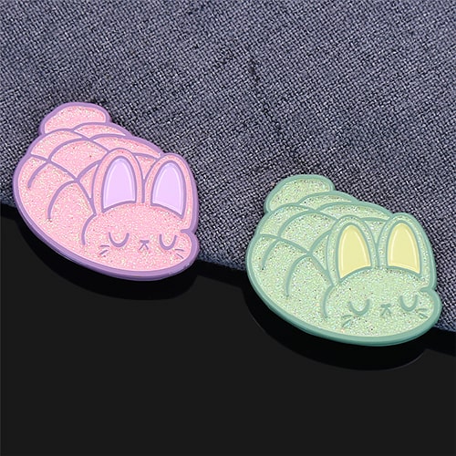 Bunny Croissant Glitter Enamel Pin