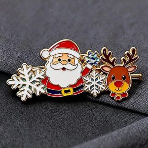 Christmas Santa & Reindeer Enamel Pin