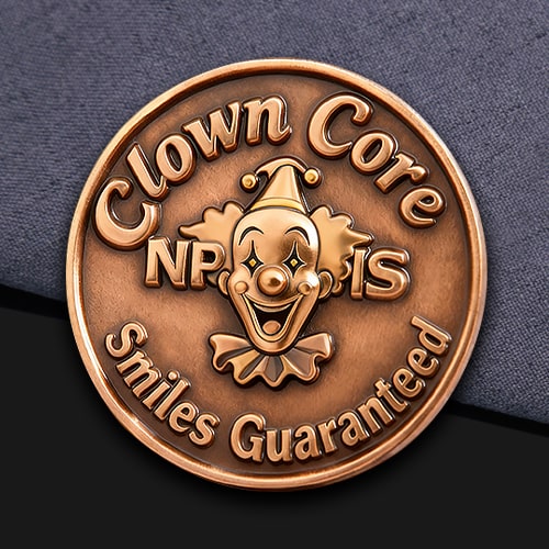 Clown Core Smiles Guaranteed Vintage Copper Pin