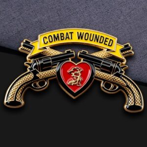 Combat Wounded Crossed Revolvers Military Pin