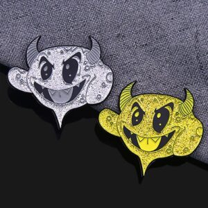 Devil Glitter Face Enamel Pin