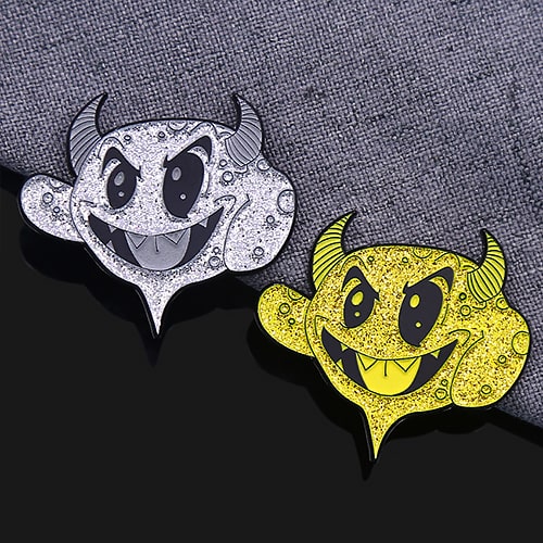 Devil Glitter Face Enamel Pin