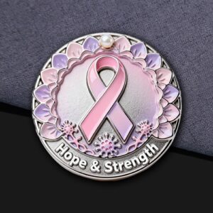 Double-Layer Floral Pink Ribbon Hope & Strength Pin