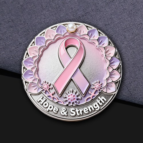 Double-Layer Floral Pink Ribbon Hope & Strength Pin