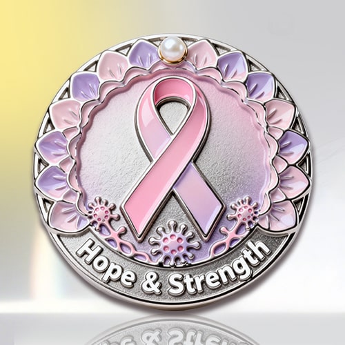 Double-Layer Floral Pink Ribbon Hope & Strength Pin